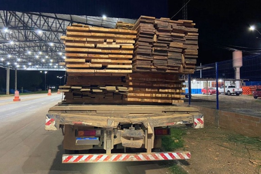 MADEIRA ILEGAL: Em Ariquemes/RO, PRF identifica transporte irregular de madeira