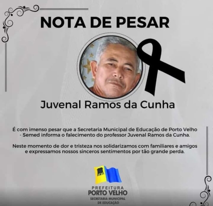 PESAR: Semed emite nota de falecimento do professor Juvenal Ramos da Cunha
