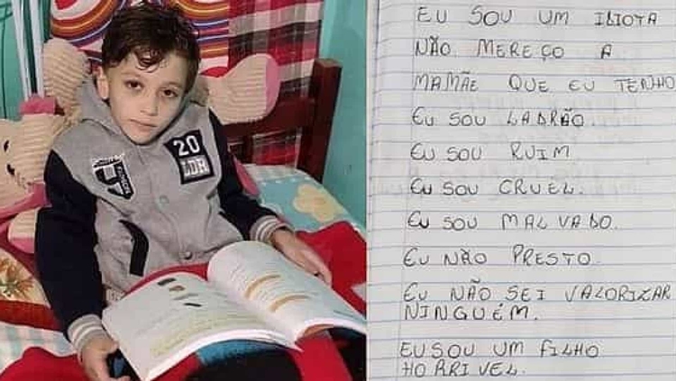ABSURDO: Menino assassinado era obrigado a escrever 'sou um filho horrível'