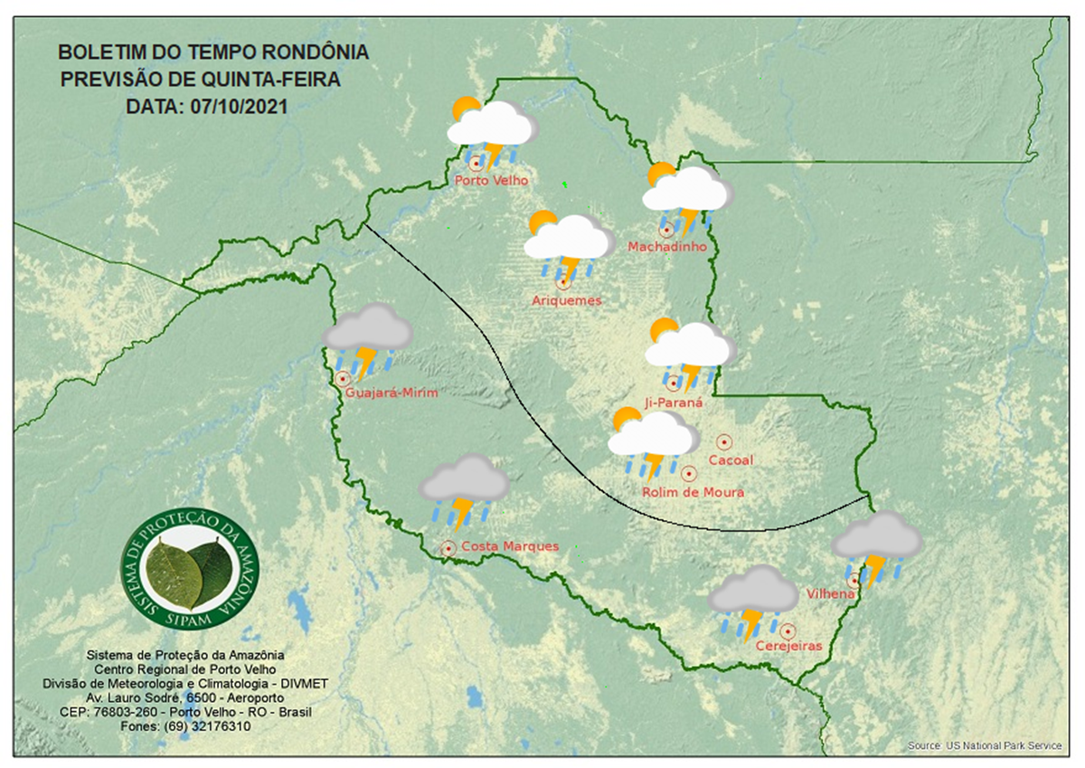 CLIMA: Confira a previsão do tempo para esta quinta-feira (07) em Rondônia 