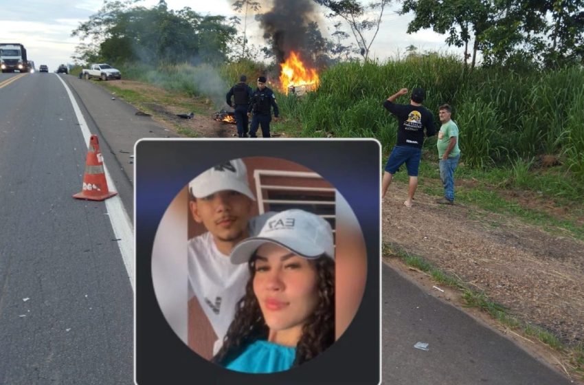 TRÁGICO: Identificadas vítimas fatais de grave acidente na BR-364; Veículo pegou fogo