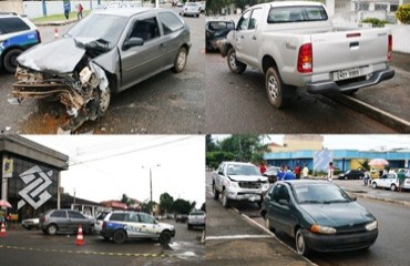 Acidente próximo do centro de Porto Velho causa danos em quatro veículos e deixa uma vítima – Confira fotos