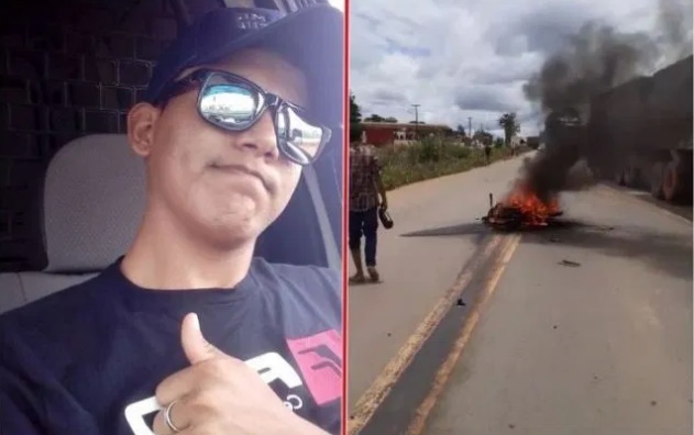 NA BR-364: Motociclista sai na contramão, bate de frente com carreta e morre na hora