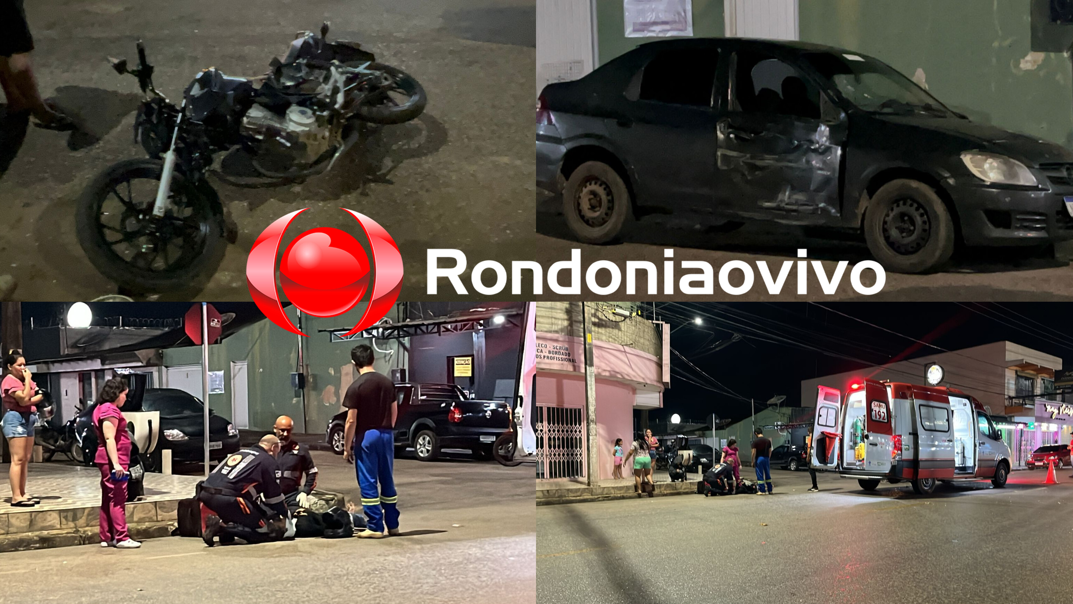 URGENTE: Grave acidente entre moto e carro é registrado na zona Sul 