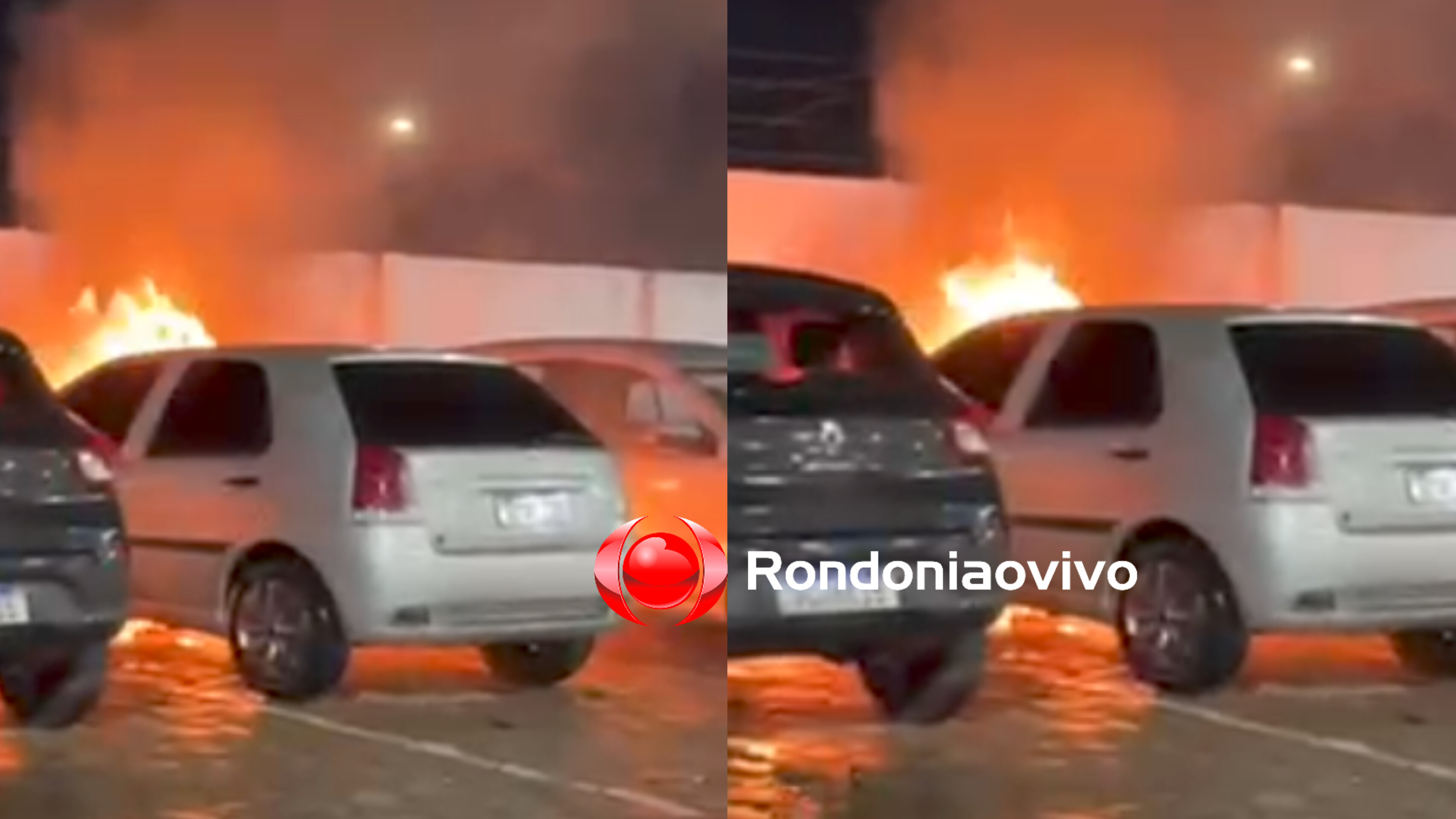 URGENTE: Carro é atingido por incêndio no estacionamento de faculdade 