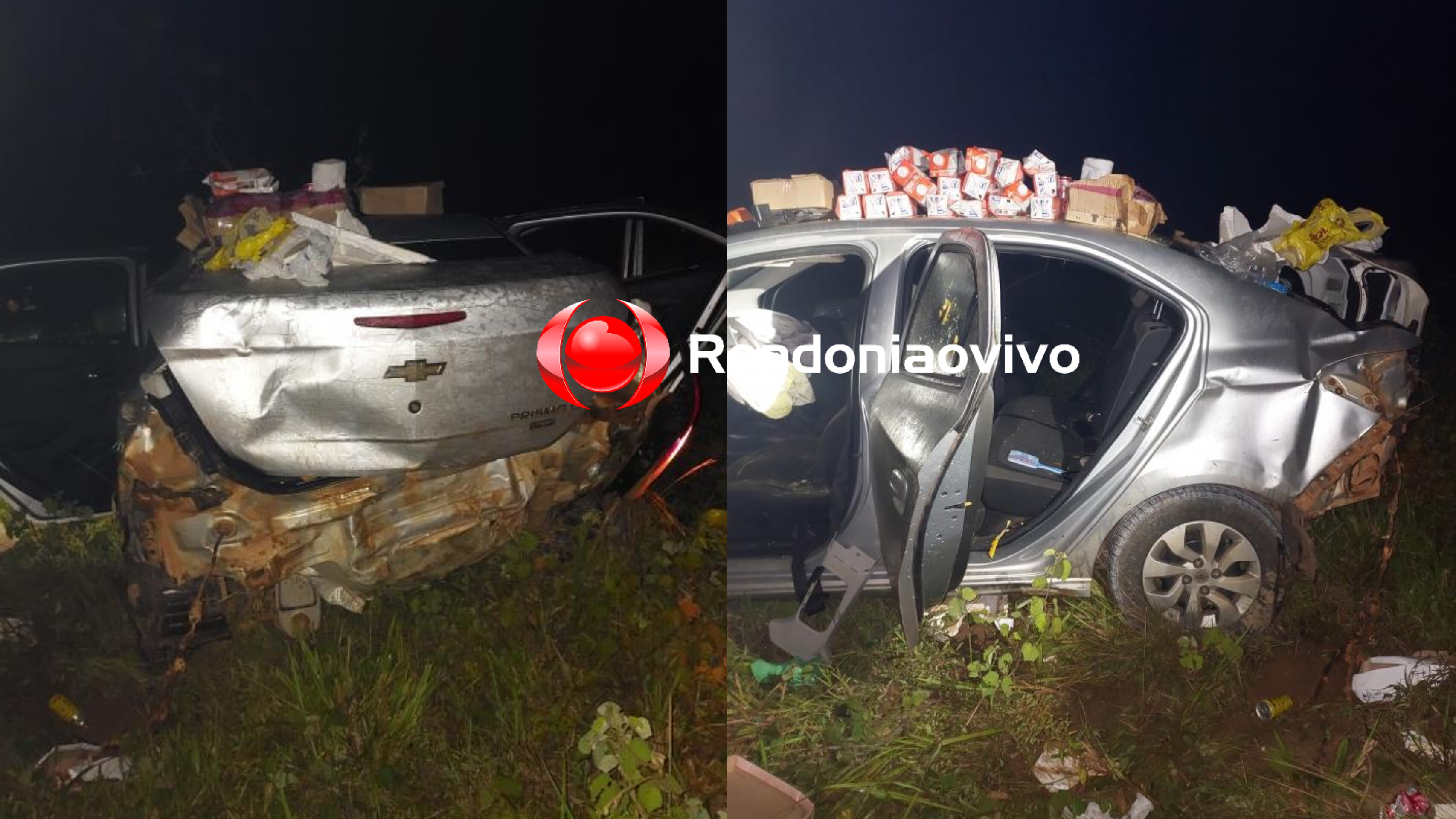 CAPOTAMENTO: Carro com família que vinha de Goiás se envolve em grave acidente na BR-364 