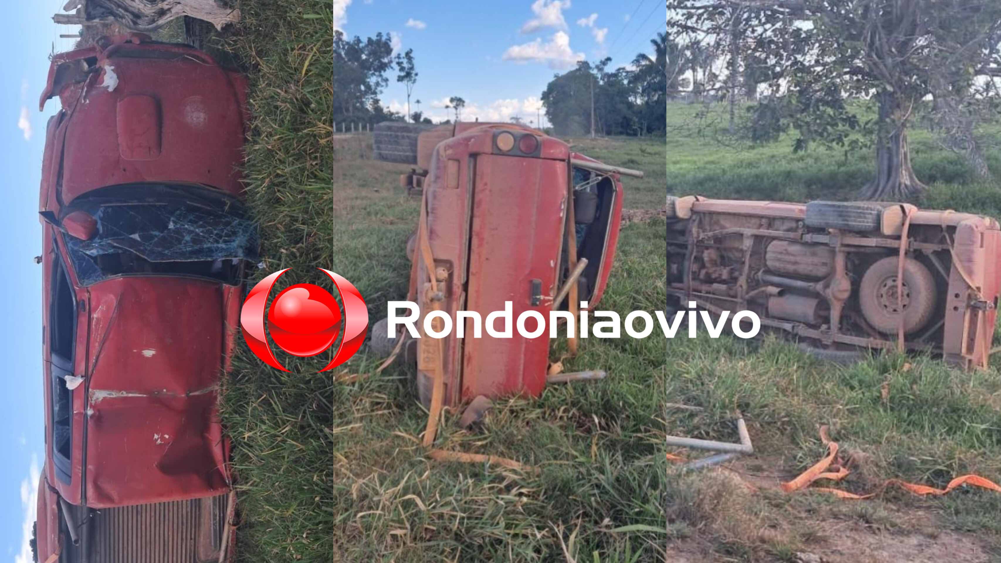 CAPOTAMENTO: Caminhonete com funcionários de empresa na capital se envolve em grave acidente