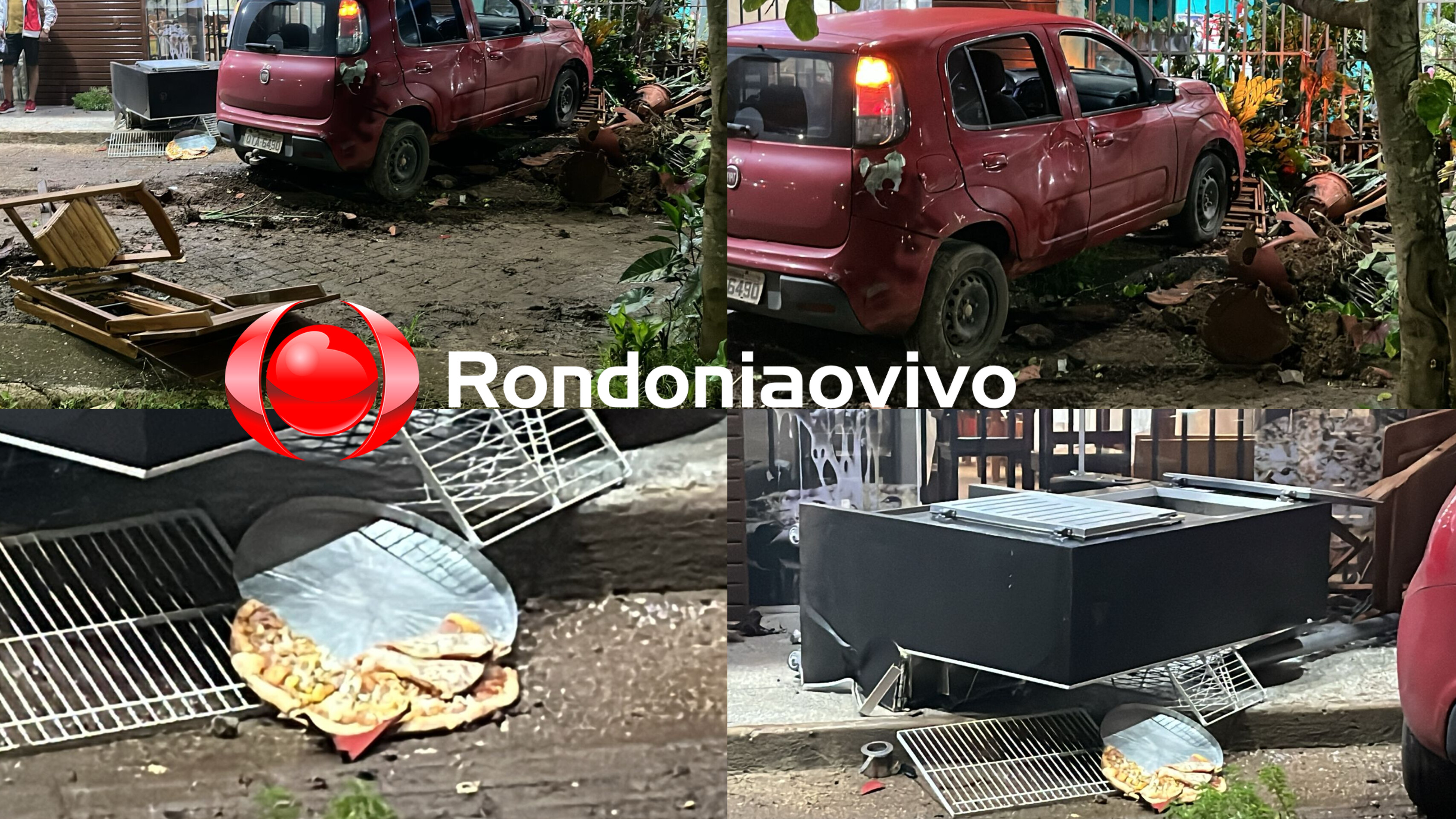 URGENTE: Carro desgovernado invade pizzaria e deixa mulher ferida