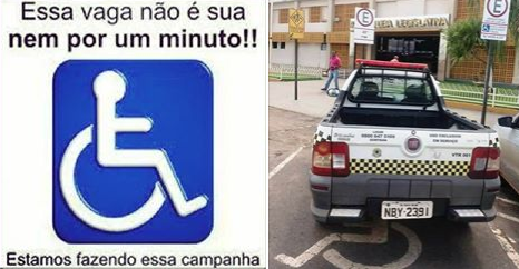 CENA DA CIDADE: Carro da Semtran estacionado em vaga para deficiente