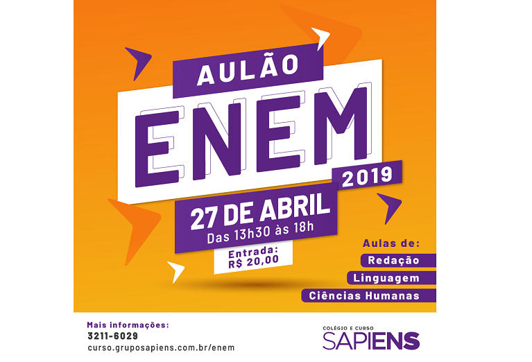 ENEM 2019: Curso Sapiens realiza Aulão de Redação, Linguagens e Ciências Humanas