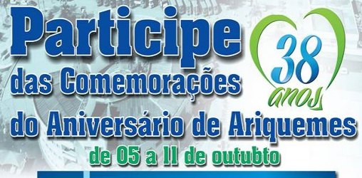 Programação especial marcará o 38º aniversário de Ariquemes