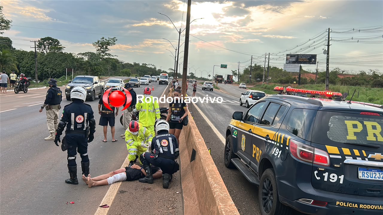 URGENTE: Motociclista fica em estado grave ao ser atingido por carro na BR-364