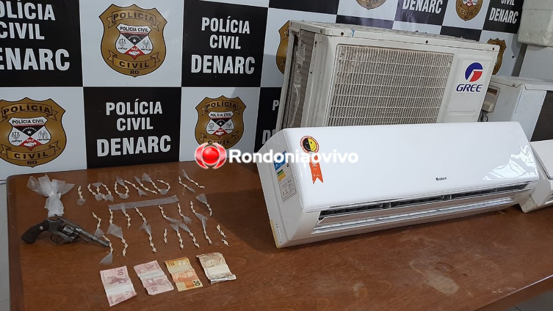 CAIU: Denarc prende traficante em boca de fumo com droga, arma e centrais de ar