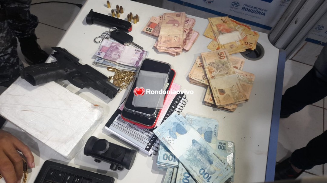 TRÁFICO: Três são presos com drogas, armas e muito dinheiro 