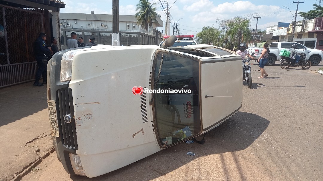 ASSISTA O VÍDEO: Carro Uno capota após colisão na Caúla em Porto Velho