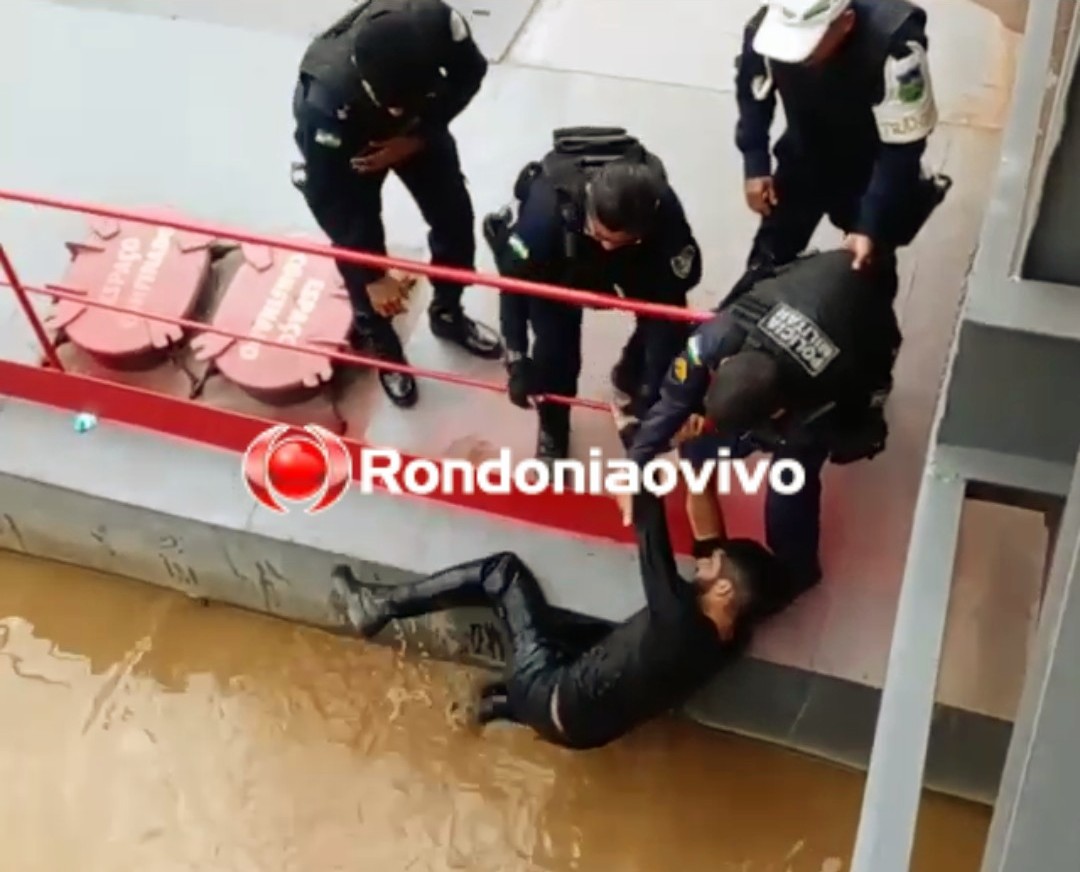 'PEDIU SOCORRO': Vídeo mostra PM salvando criminoso que pulou no Rio Madeira após perseguição 