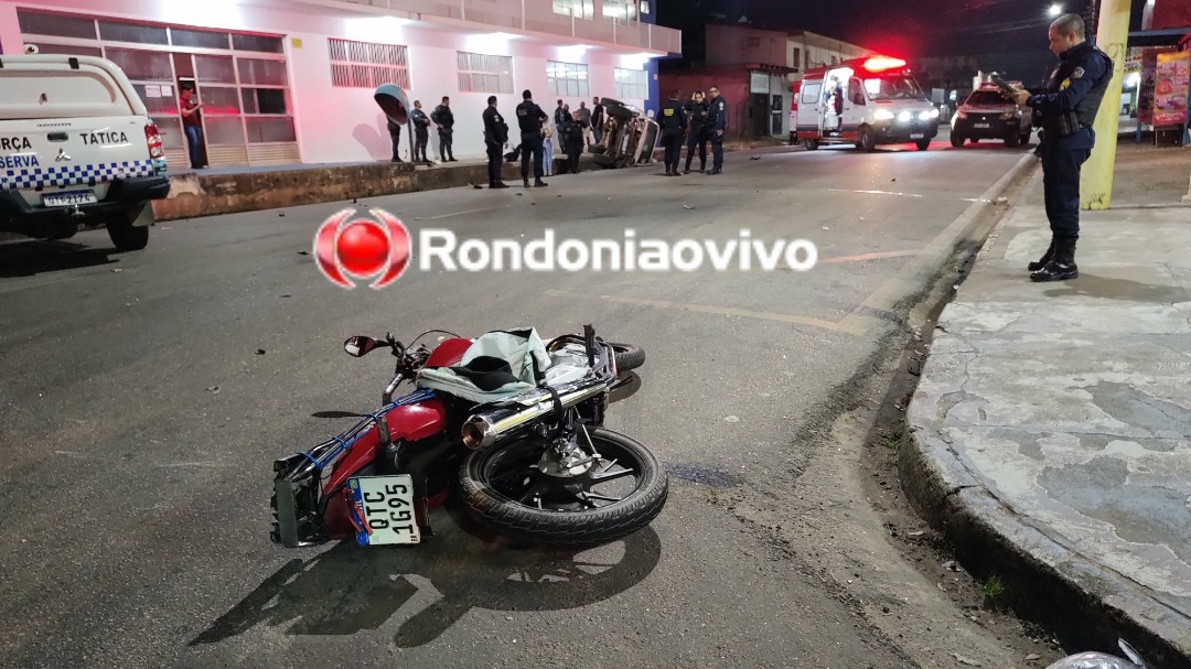 VÍDEO: Motociclista em fuga provoca grave acidente com capotamento