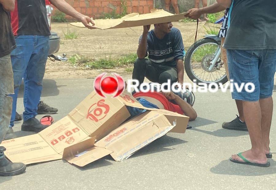 URGENTE: Motociclista quebra a perna após batida contra carro na Três e Meio