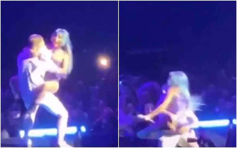 VÍDEO: Fã pega Lady Gaga no colo e os dois caem de cima do palco; veja o momento