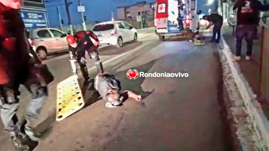 NO SEMÁFORO: Motociclista e pedestre ficam feridos após atropelamento na 7 de Setembro