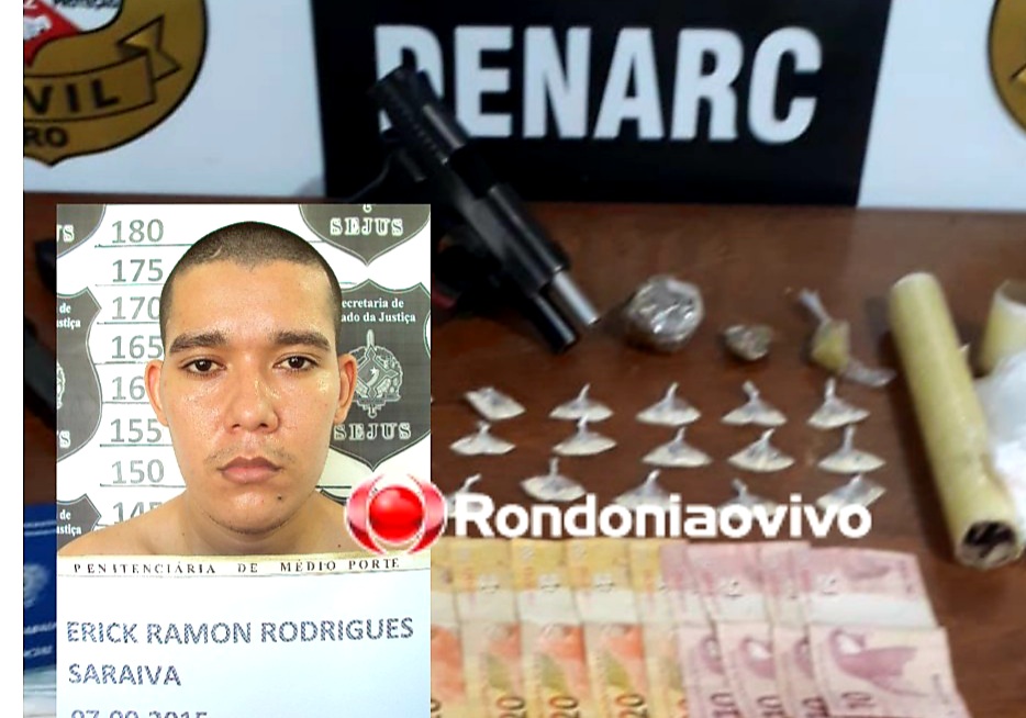 DE NOVO: Denarc prende traficante com pistola e várias porções de drogas