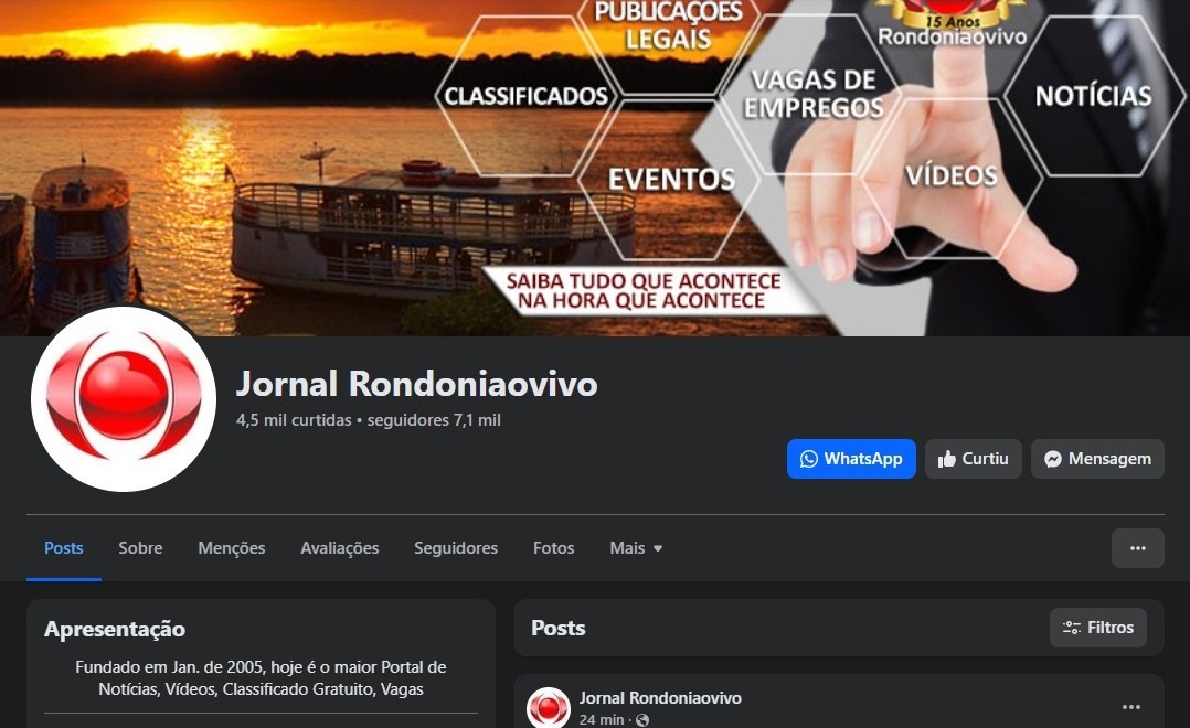 FIQUE INFORMADO: Acesse o novo perfil do Rondoniaovivo no Facebook