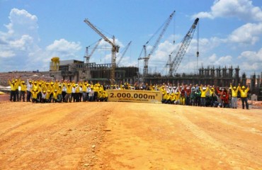 Usina Jirau comemora recorde de dois milhões de metros cúbicos de concreto lançados