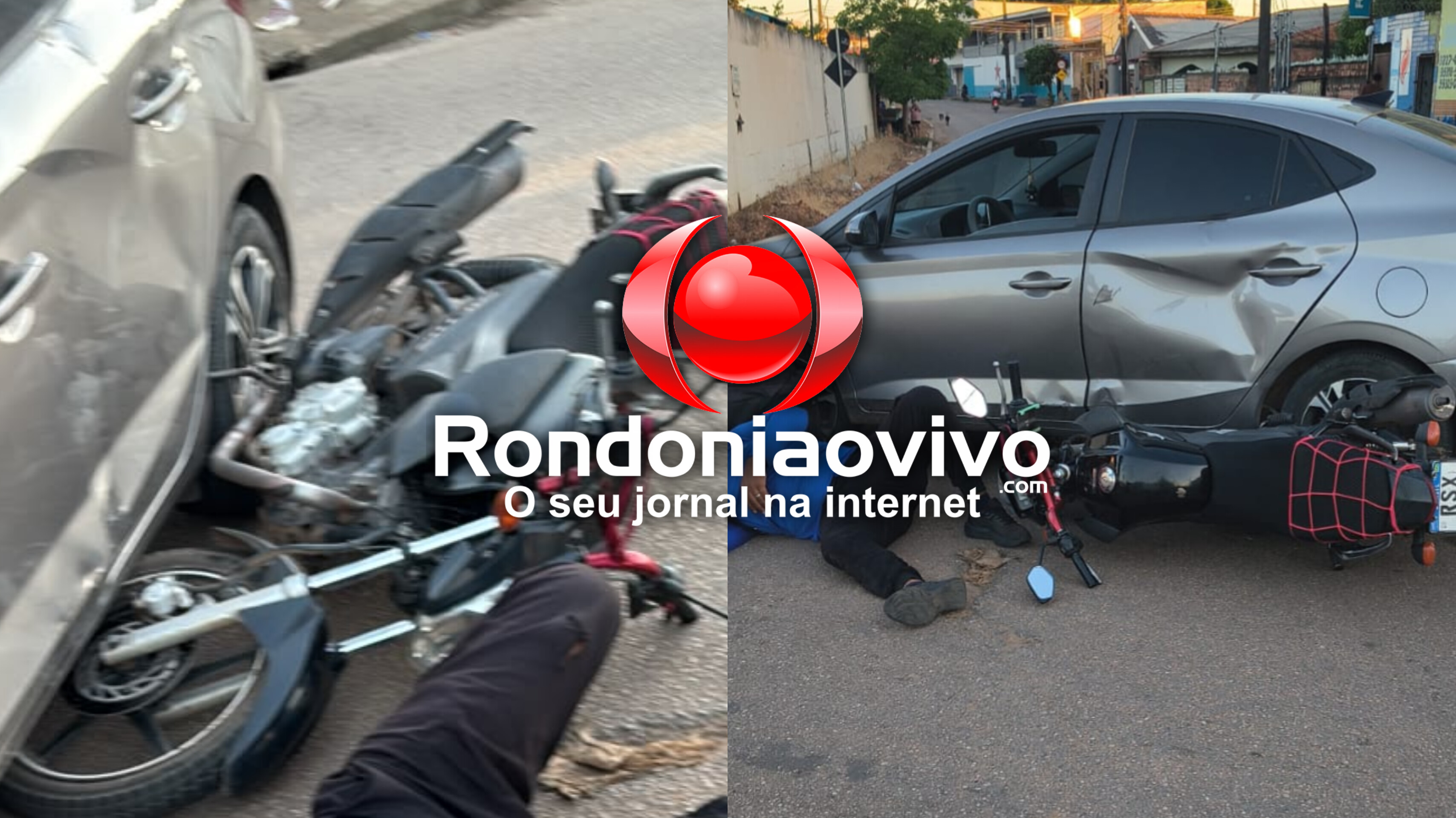 VÍDEO: Motoboy sofre fratura na perna após colisão com carro na zona Sul de Porto Velho