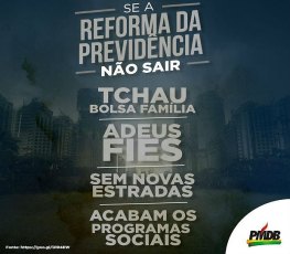 Se reforma da Previdência não sair, tchau Bolsa Família, diz PMDB