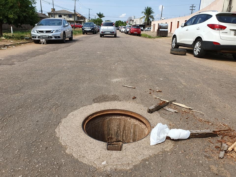 CENA DA CIDADE: Tampas de bueiros são alvos dos marginais nas ruas de Porto Velho