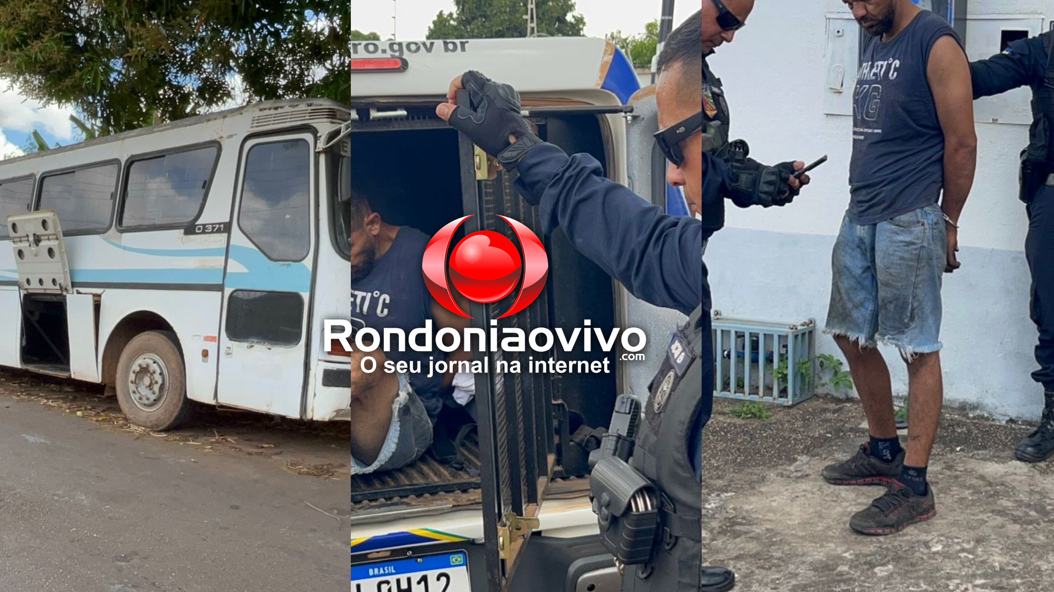 FLAGROU: Homem é pego por populares após furtar fiação de ônibus em Porto Velho