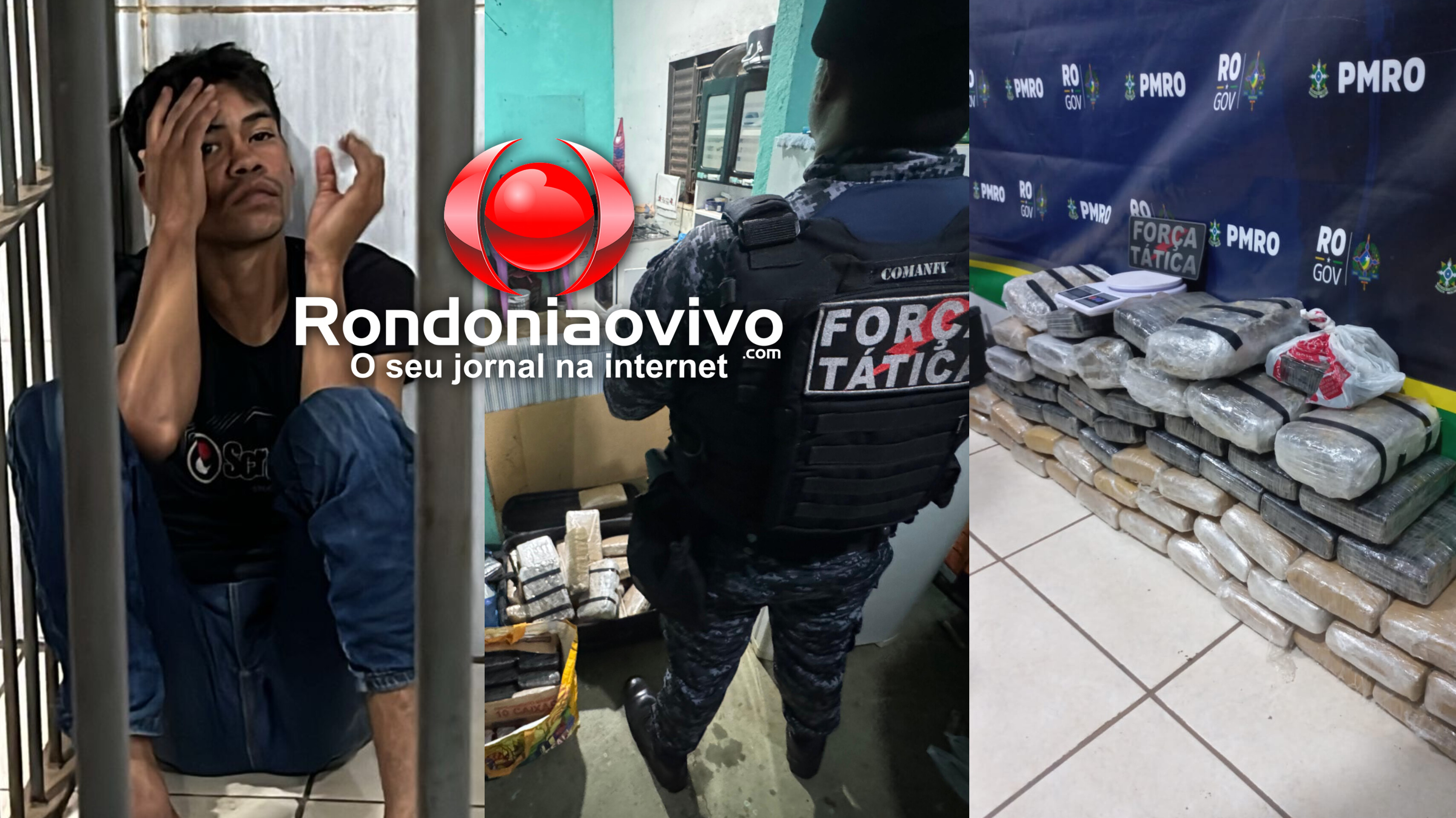 ACUSADO PRESO: Força Tática do 9° Batalhão apreende quase 60 quilos de drogas