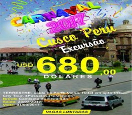 Agências da capital promovem Excursão para Cusco no Carnaval