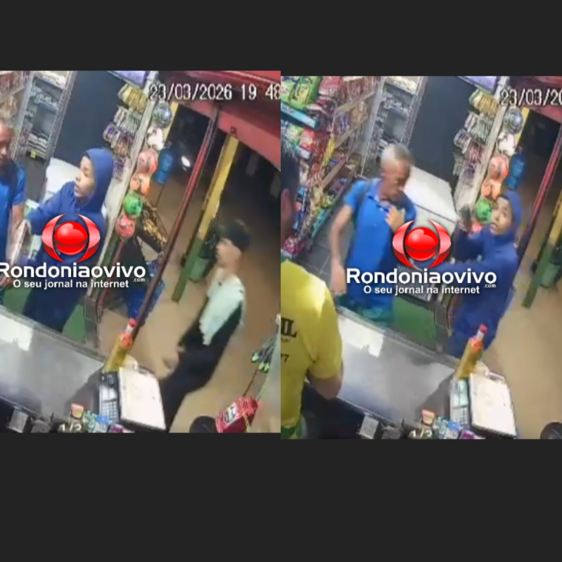 VÍDEO: Criminosos roubam motocicleta e celulares em comércio no Castanheira