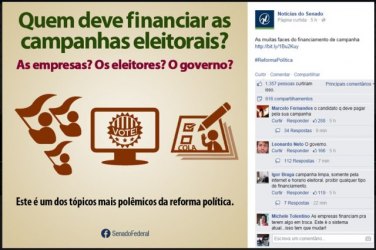 Financiamento de campanha eleitoral repercute no Facebook