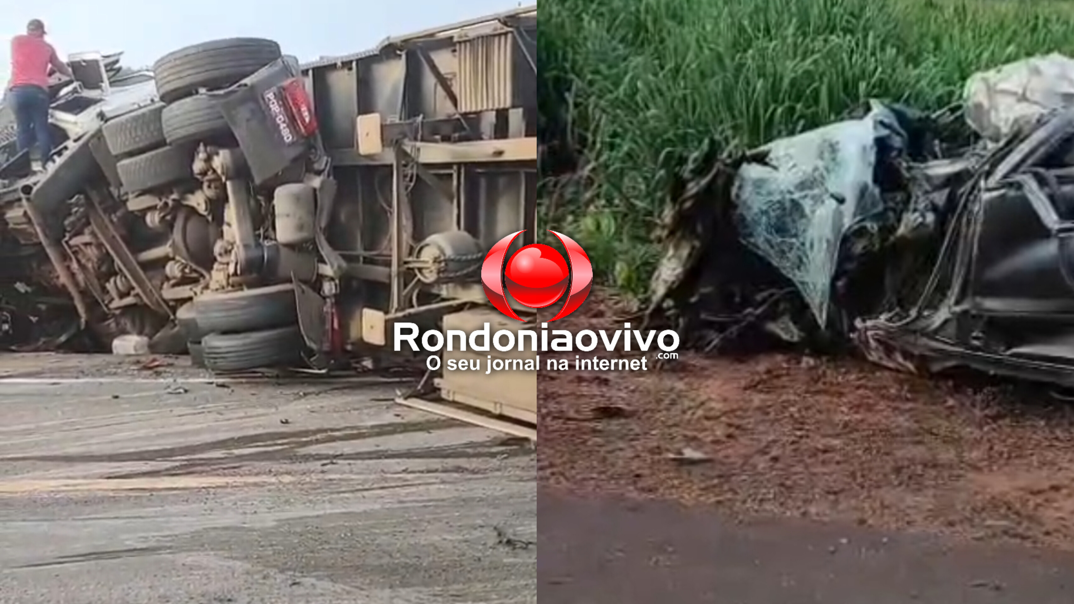 VEJA VÍDEO: Duas pessoas morrem após batida entre três veículos na BR-364