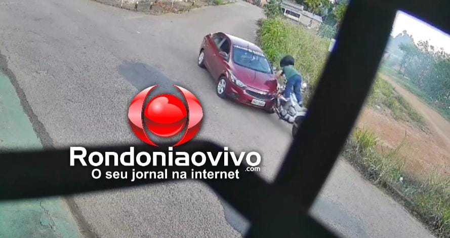 VÍDEO: Câmera de segurança flagra grave colisão entre carro e moto na zona Sul de Porto Velho