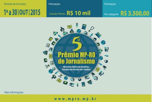 Inscrições para 5º Prêmio MP/RO de Jornalismo começam no dia 1º de outubro