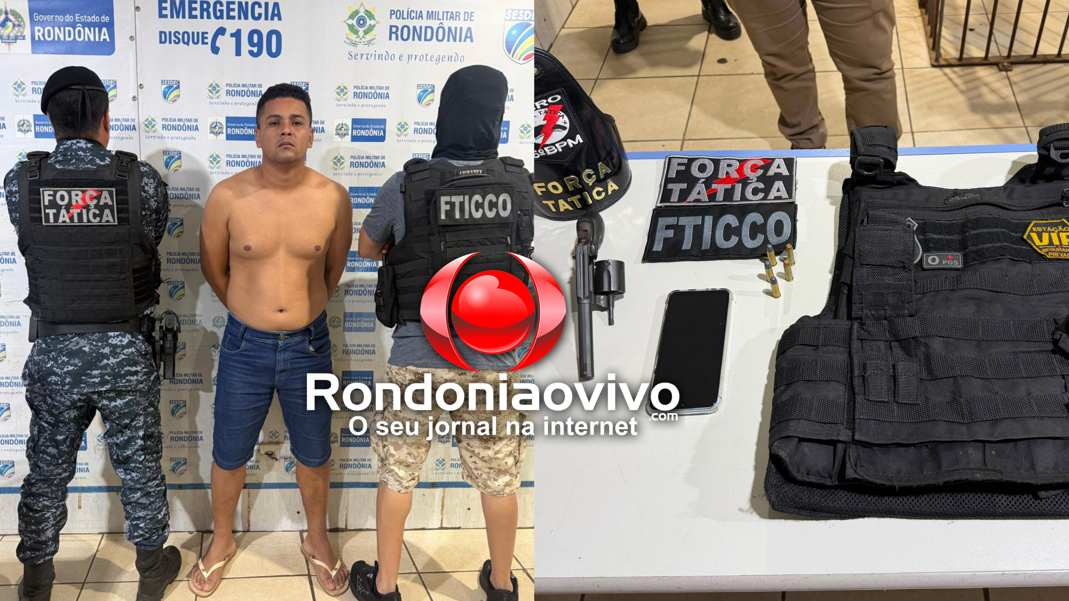 RÁPIDA RESPOSTA: Força Tática prende acusado de roubar vigilante da UNIR e recupera arma e colete