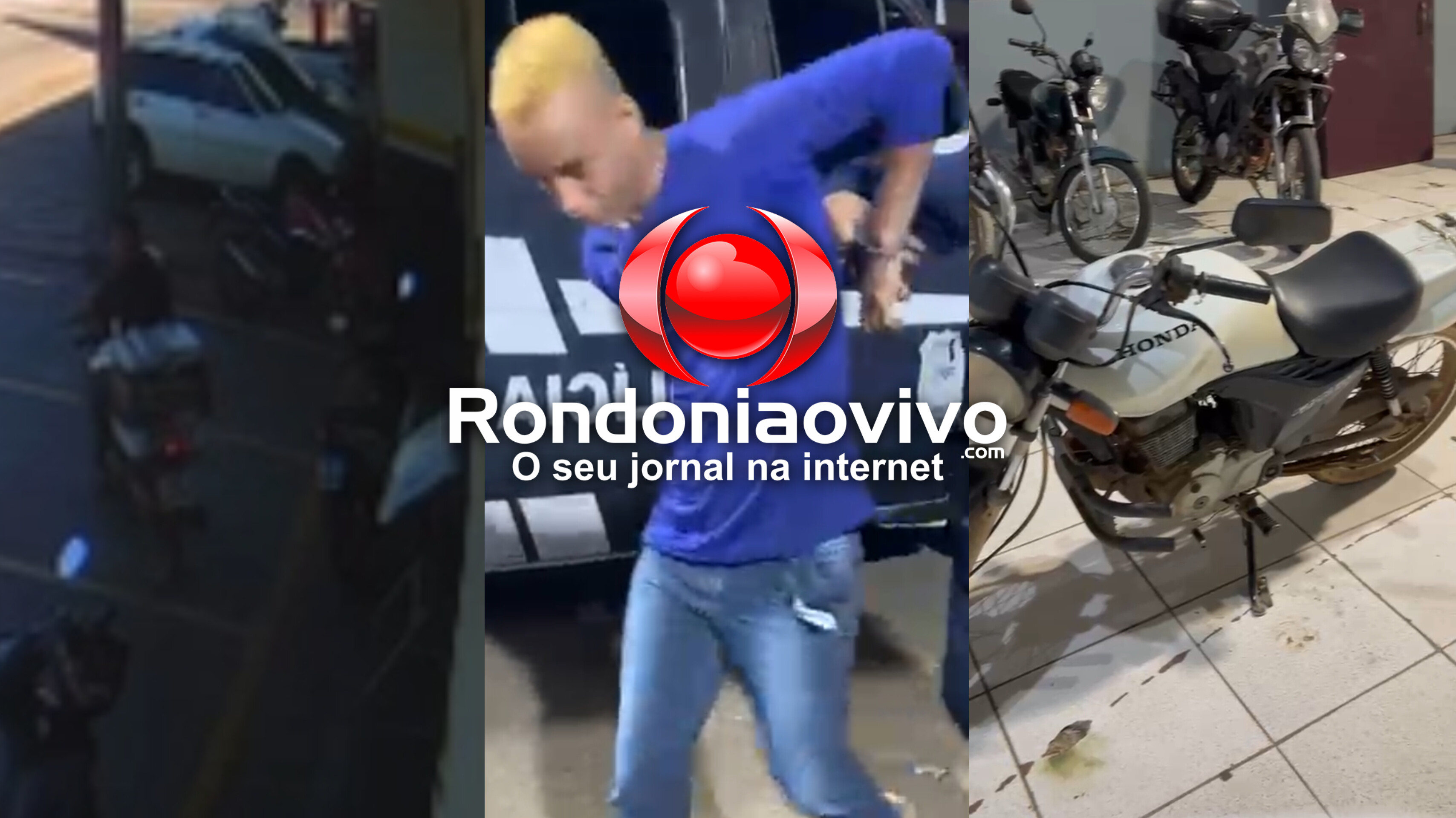 VÍDEO: Ladrão filmado furtando moto na frente de empresa é preso pela PM