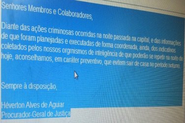 Procurador alerta membros do MP para que fiquem em casa