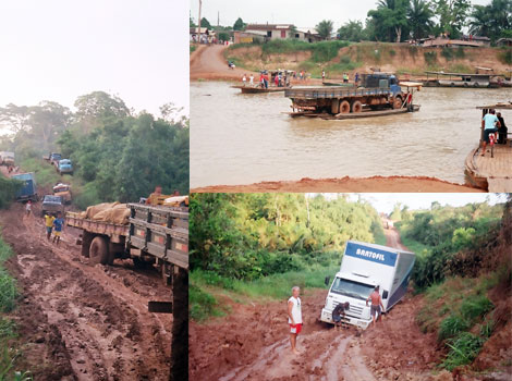 Servidores do TRT se aventuram para transportar os móveis até as novas varas do Acre - foto