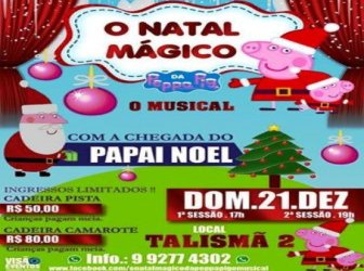 “O Natal Mágico da Peppa Pig” ingressos a venda nesta segunda 15/12