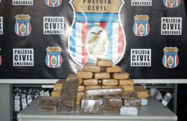 Polícia do Amazonas apreende 60 kg de maconha prensada que saiu de Porto Velho