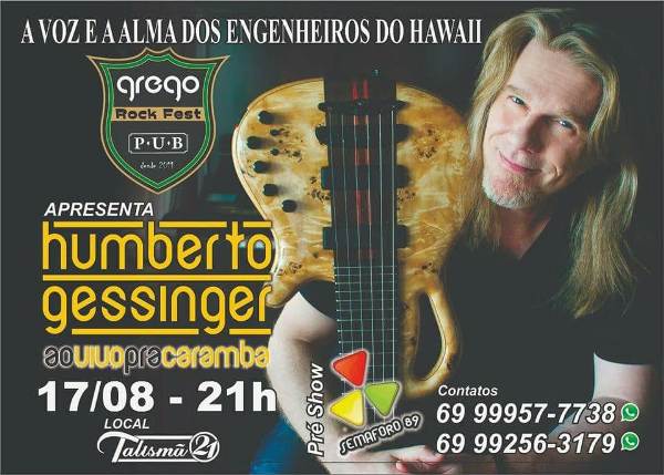 SHOW: Humberto Gessinger se apresenta no próximo dia 17 em Porto Velho