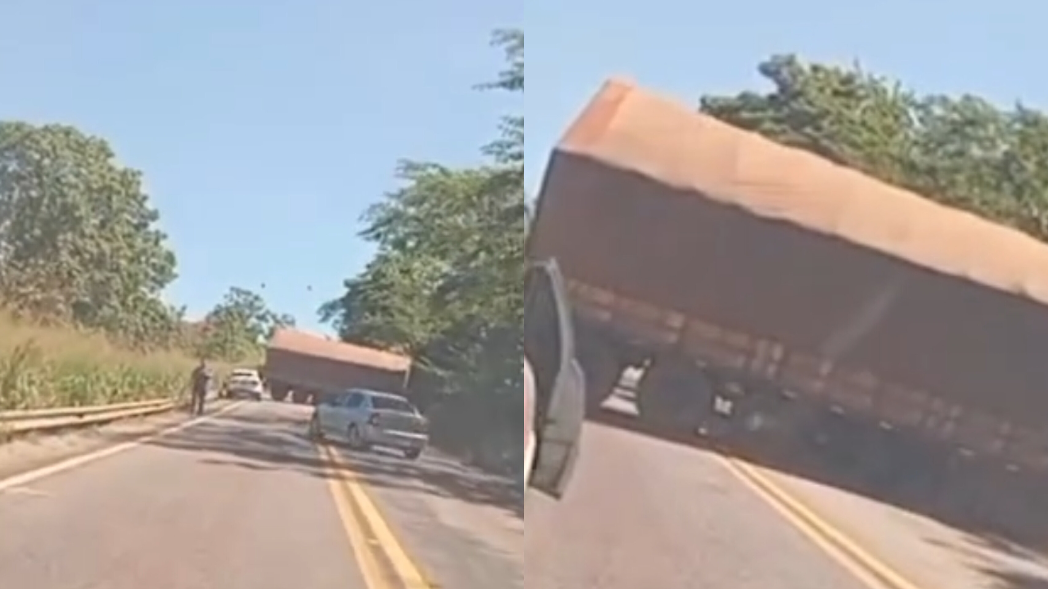 VÍDEO: Dois acidentes envolvendo carretas são registrados em rodovias de RO