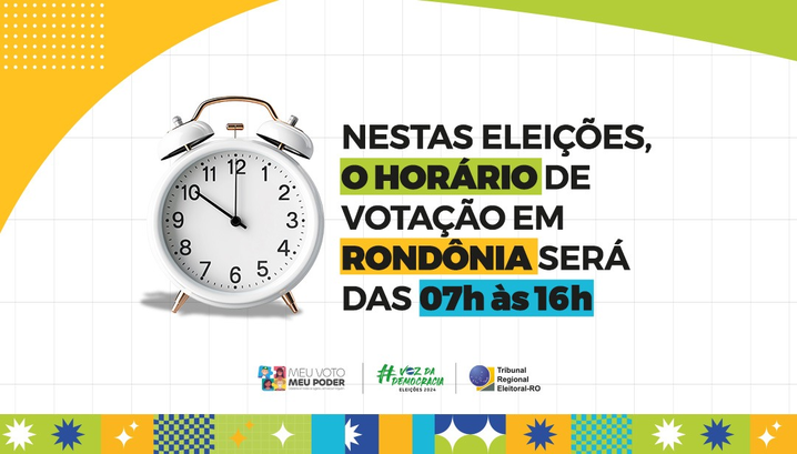 ELEIÇÕES 2024: Horário de votação em Rondônia será das 7 às 16h