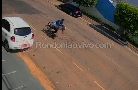 VEJA O VÍDEO: Casal venezuelano fica ferido após bicicleta quebrar no meio na Duque de Caxias 