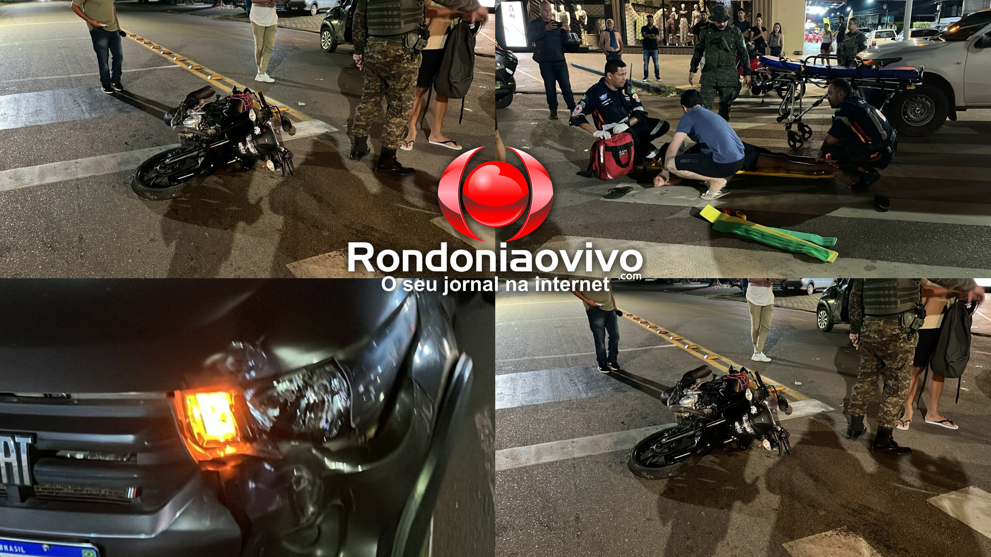 URGENTE: Passageiro de moto sofre grave fratura após acidente na Pinheiro Machado