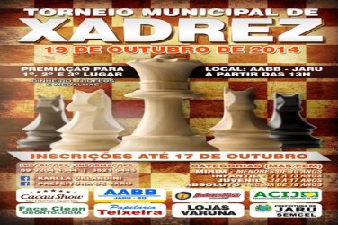 Domingo tem Torneio Municipal de Xadrez 